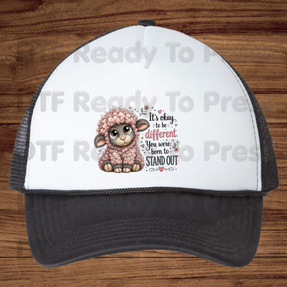 Inspirational DTF Transfers, Black Sheep Born to Stand Out Cute Lamb Quote Ready to Press