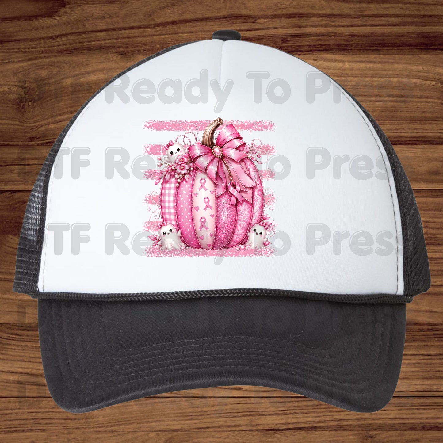 Pink Pumpkin Breast Cancer Awareness DTF Transfer Ready to Press Heat Transfer Spooky Ghost Bow Tee