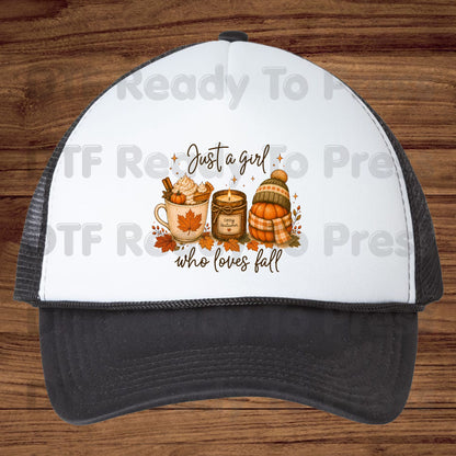 Just A Girl Who Loves Fall DTF Transfer Ready to Press