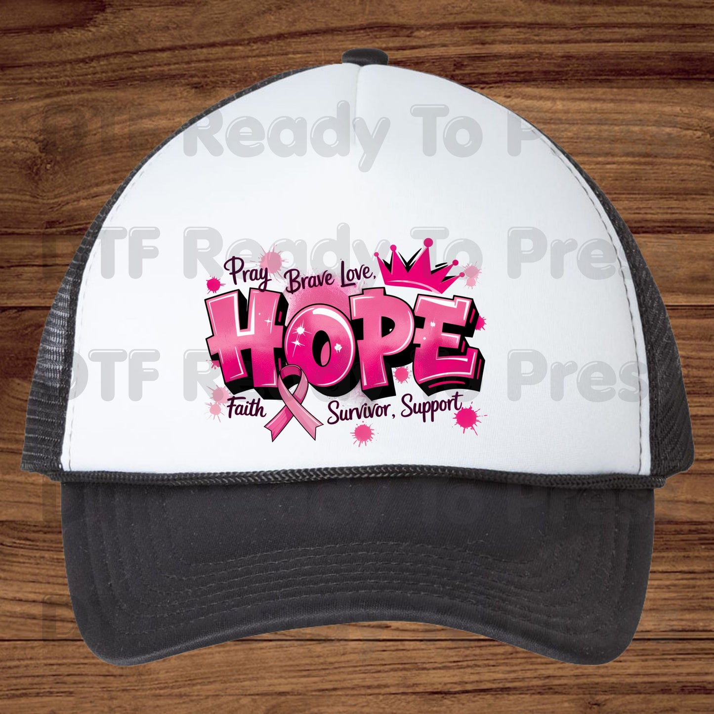 Breast Cancer Hope DTF Transfers, Pink Ribbon Survivor Awareness Support Ready to Press