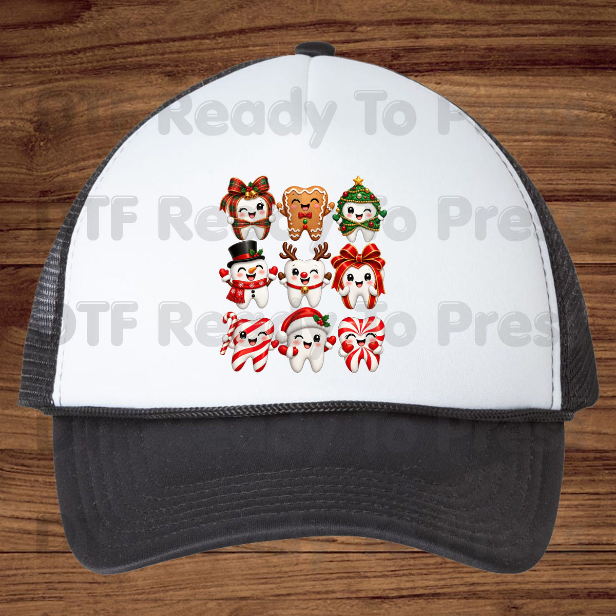 Christmas Dental DTF Transfers, Cute Gingerbread Teeth Dentist Holiday Characters Ready to Press