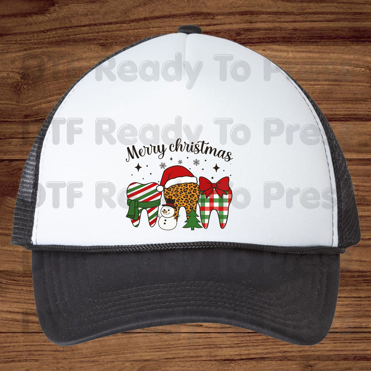 Merry Christmas Dental Teeth DTF Transfers, Dentist Holiday Leopard Plaid Dental Ready to Press