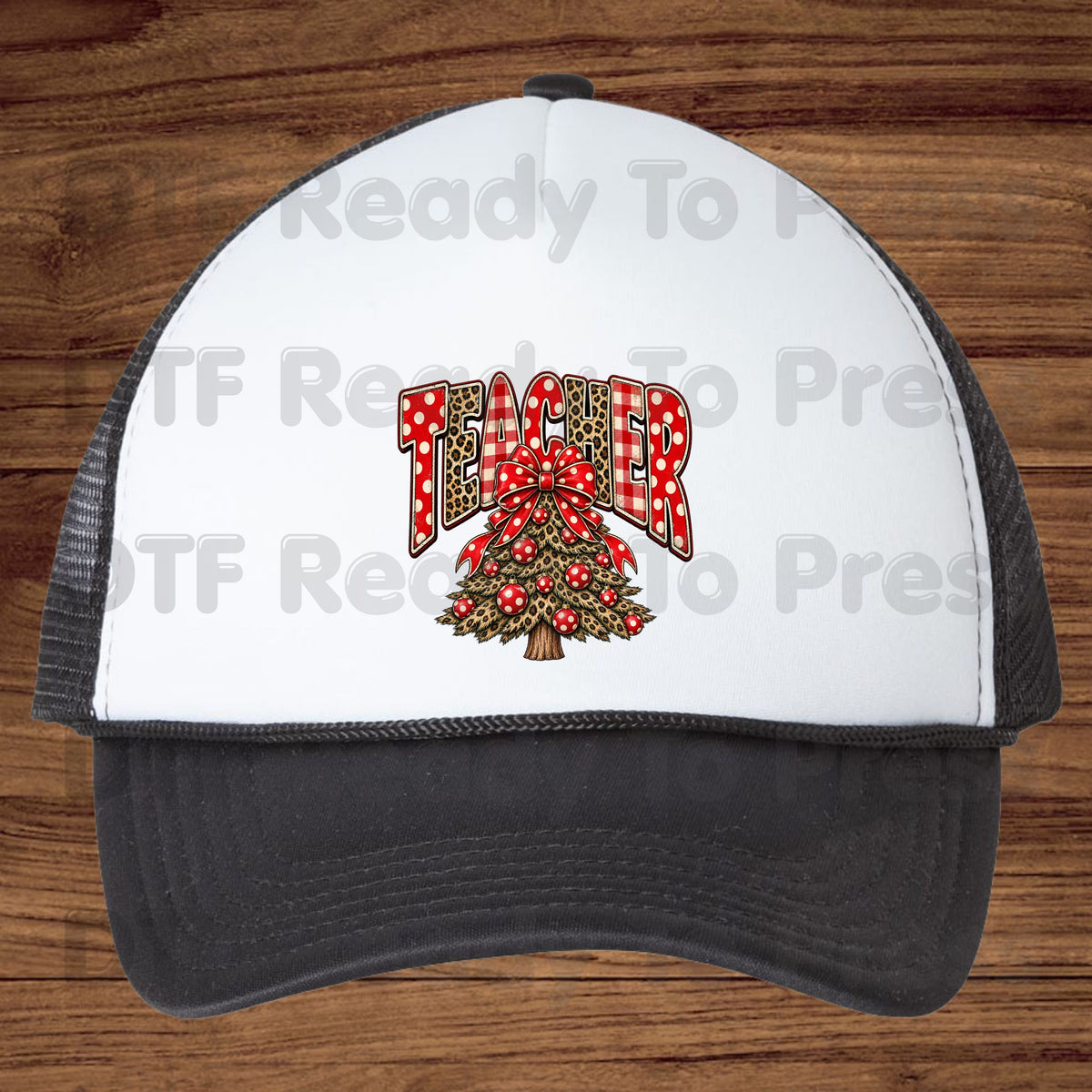 Christmas Teacher Tree DTF Transfers, School Leopard Plaid Red Bow Holiday Ready to Press