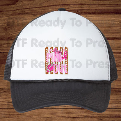 Pink Out DTF Transfers, Breast Cancer Awareness Cheer Football Megaphone Coquette Bow Ready to Press