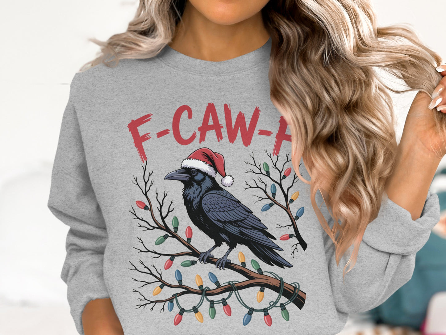 Festive Crow with Santa Hat and Lights Shirt