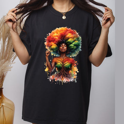 Afro Woman Tree DTF Transfer