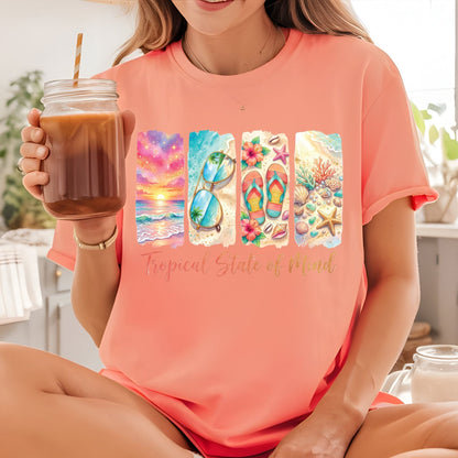 Aloha Vibes Retro Sunglasses DTF Transfer Ready to Press Summer Vacation UV DTF Sticker Beach Palm Trees Heat Transfer for Shirts
