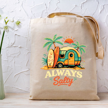 Always Salty Beach Camper DTF Transfer Ready to Press Summer Vacation UV DTF Sticker Retro Surfboard Heat Transfer for Shirts