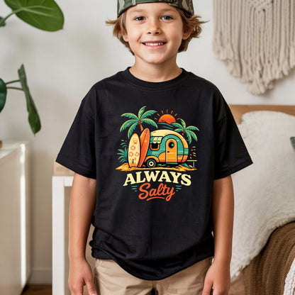 Always Salty Beach Camper DTF Transfer Ready to Press Summer Vacation UV DTF Sticker Retro Surfboard Heat Transfer for Shirts