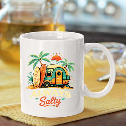 Always Salty Beach Camper DTF Transfer Ready to Press Summer Vacation UV DTF Sticker Retro Surfboard Heat Transfer for Shirts