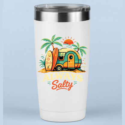 Always Salty Beach Camper DTF Transfer Ready to Press Summer Vacation UV DTF Sticker Retro Surfboard Heat Transfer for Shirts