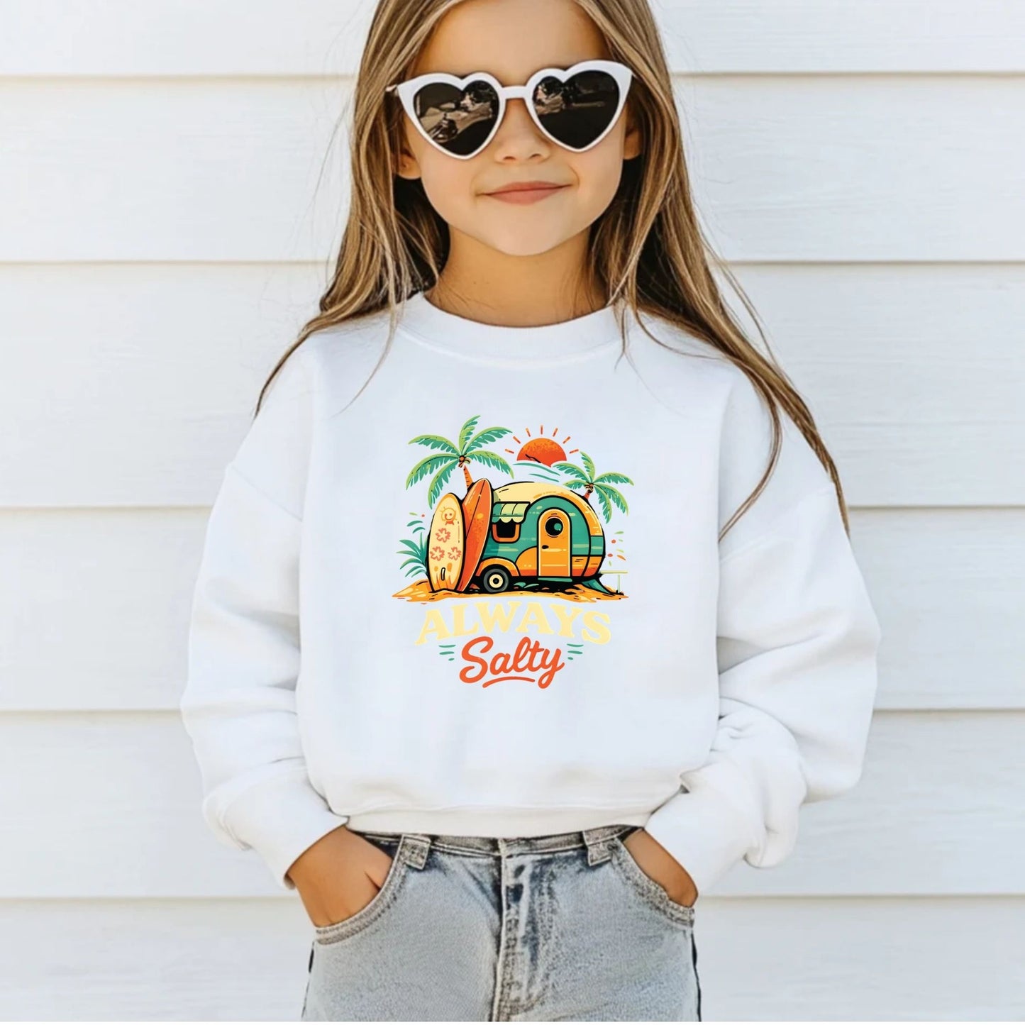 Always Salty Beach Camper DTF Transfer Ready to Press Summer Vacation UV DTF Sticker Retro Surfboard Heat Transfer for Shirts