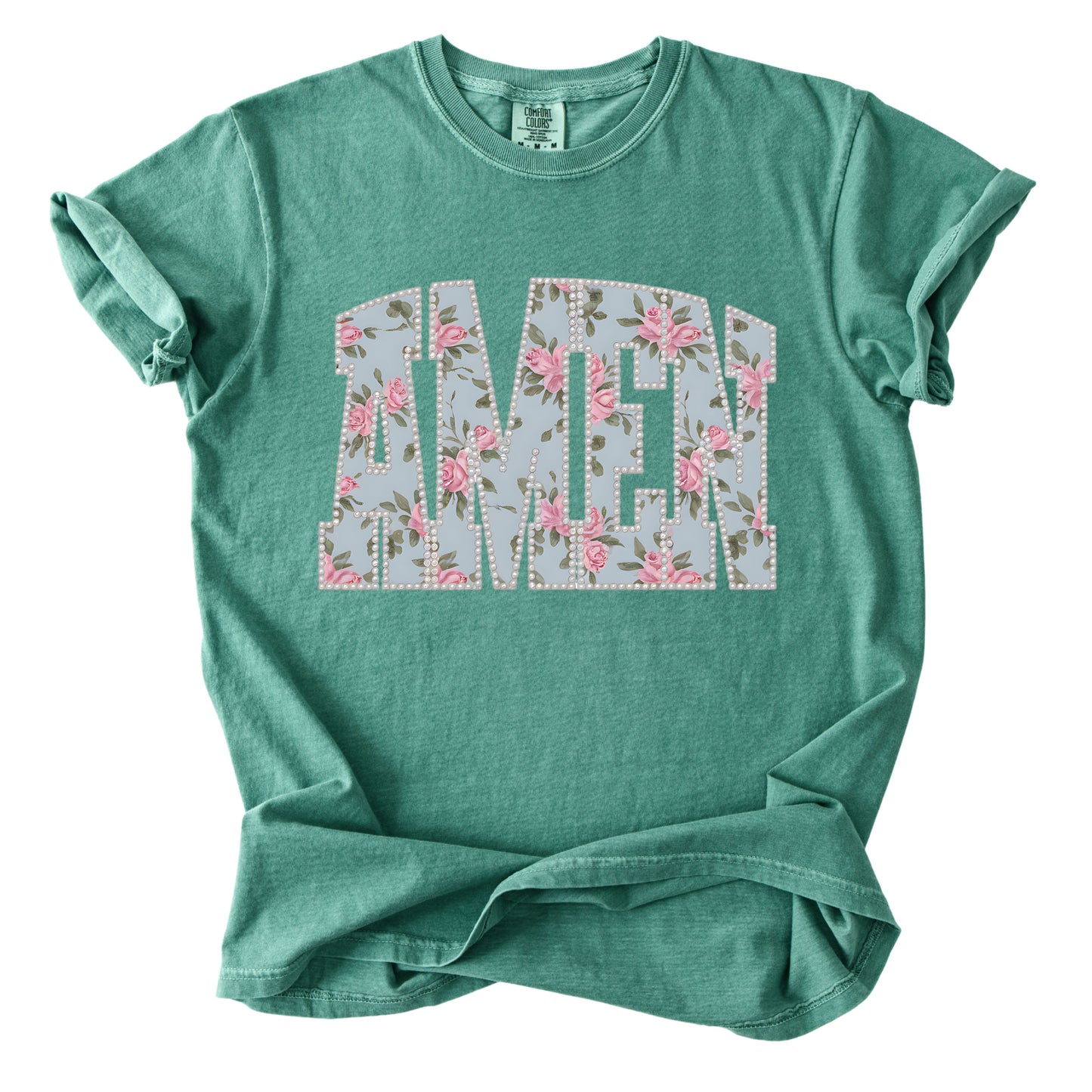 Amen Pearls Easter Floral Comfort Colors T Shirt