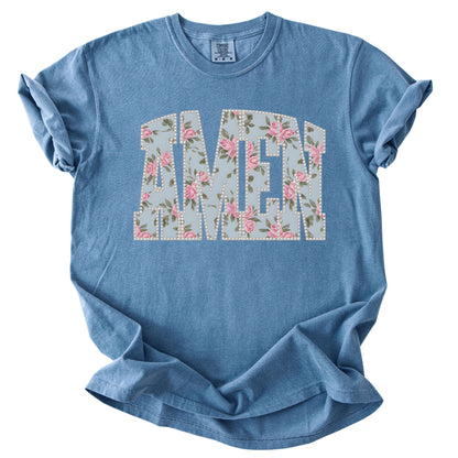 Amen Pearls Easter Floral Comfort Colors T Shirt