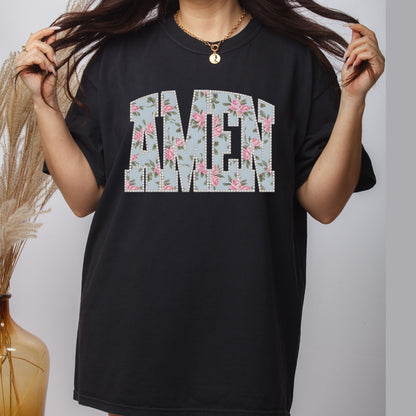 Amen Pearls Easter Floral DTF Transfer Ready to Press Wildflower Heat Transfer for Shirts Bible Verse UV Sticker Prints
