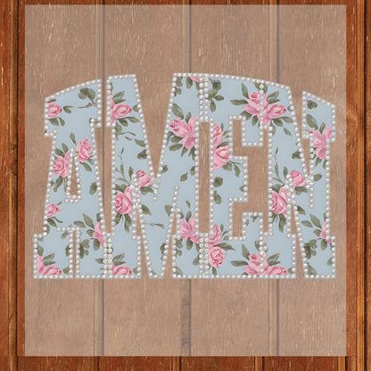 Amen Pearls Easter Floral DTF Transfer Ready to Press Wildflower Heat Transfer for Shirts Bible Verse UV Sticker Prints
