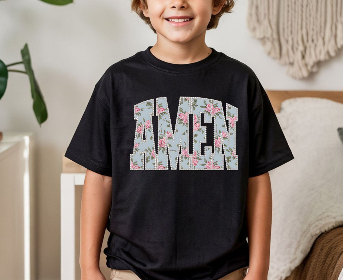 Amen T Shirt Christian Floral Tee Shabby Chic Rose Faith Shirt Adult Youth Toddler Baby Religious Gift Aesthetic Christian Women Shirt