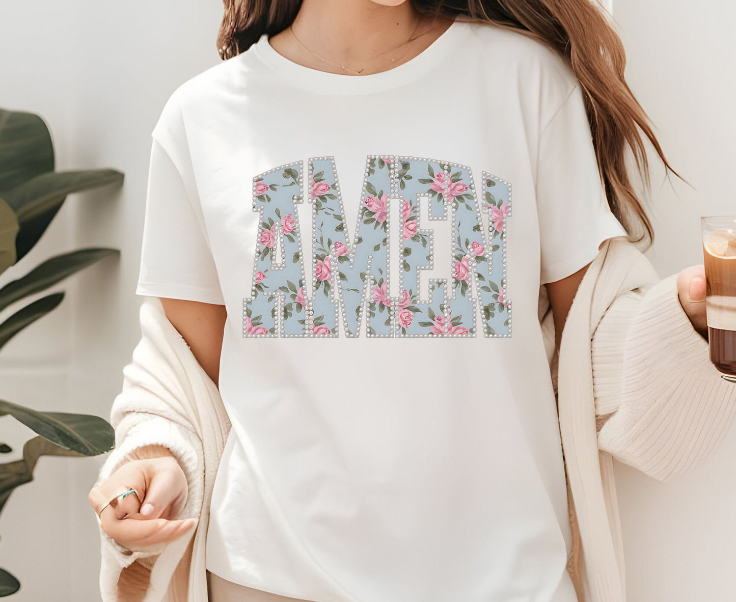 Amen T Shirt Christian Floral Tee Shabby Chic Rose Faith Shirt Adult Youth Toddler Baby Religious Gift Aesthetic Christian Women Shirt