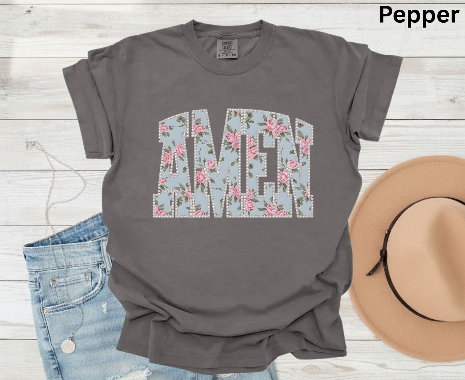 Amen T Shirt Christian Floral Tee Shabby Chic Rose Faith Shirt Adult Youth Toddler Baby Religious Gift Aesthetic Christian Women Shirt