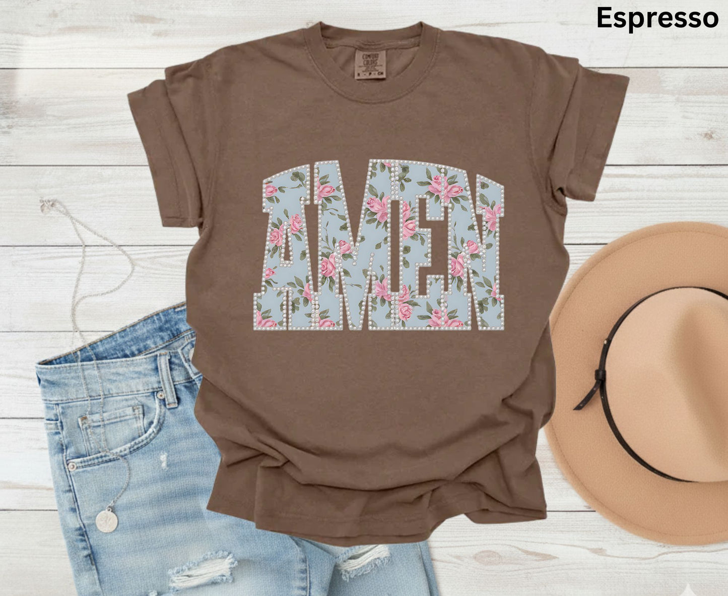 Amen T Shirt Christian Floral Tee Shabby Chic Rose Faith Shirt Adult Youth Toddler Baby Religious Gift Aesthetic Christian Women Shirt