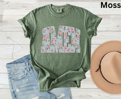 Amen T Shirt Christian Floral Tee Shabby Chic Rose Faith Shirt Adult Youth Toddler Baby Religious Gift Aesthetic Christian Women Shirt