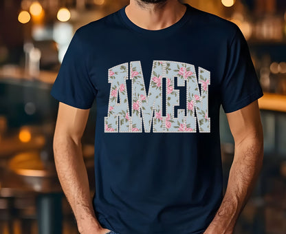 Amen T Shirt Christian Floral Tee Shabby Chic Rose Faith Shirt Adult Youth Toddler Baby Religious Gift Aesthetic Christian Women Shirt