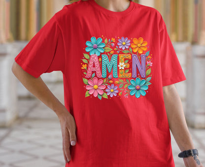 Amen T Shirt Christian Wildflower Tee Religious Floral Shirt Colorful Faith Gift For Her Adult Youth Toddler Baby Spiritual Church Outfit