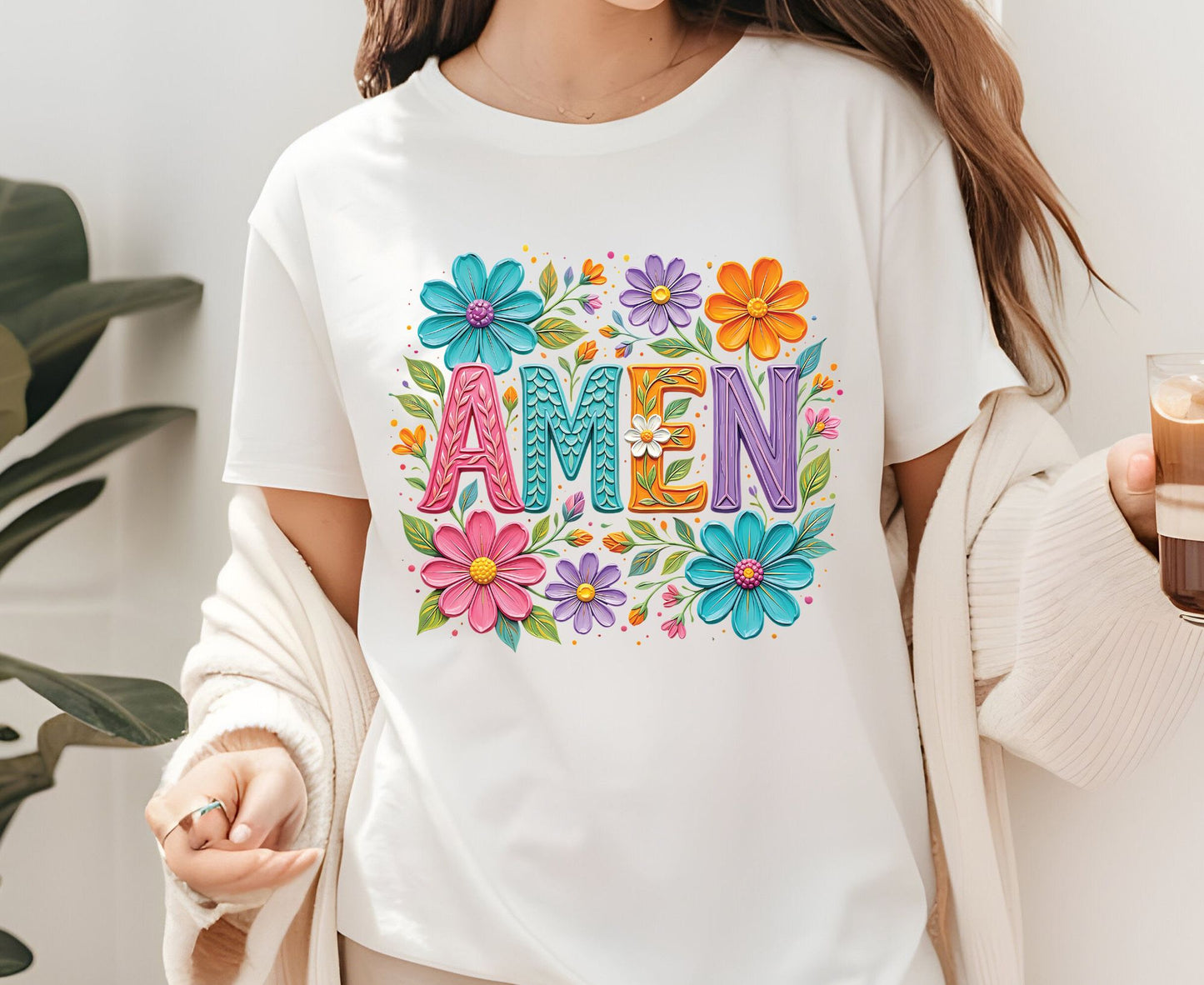 Amen T Shirt Christian Wildflower Tee Religious Floral Shirt Colorful Faith Gift For Her Adult Youth Toddler Baby Spiritual Church Outfit