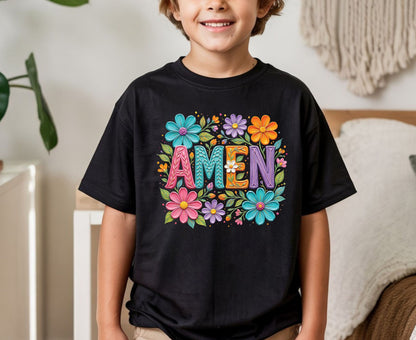 Amen T Shirt Christian Wildflower Tee Religious Floral Shirt Colorful Faith Gift For Her Adult Youth Toddler Baby Spiritual Church Outfit