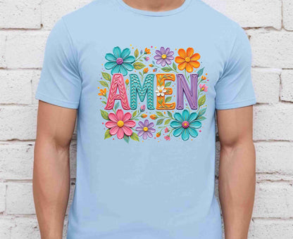 Amen T Shirt Christian Wildflower Tee Religious Floral Shirt Colorful Faith Gift For Her Adult Youth Toddler Baby Spiritual Church Outfit