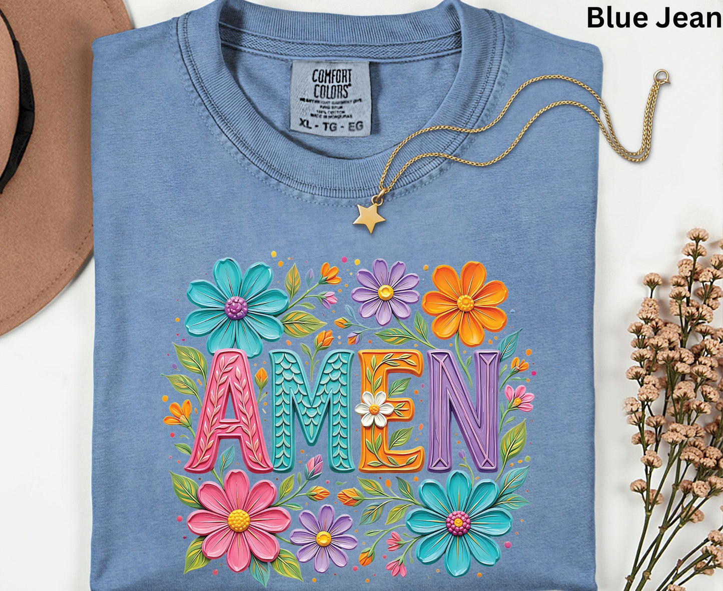 Amen T Shirt Christian Wildflower Tee Religious Floral Shirt Colorful Faith Gift For Her Adult Youth Toddler Baby Spiritual Church Outfit