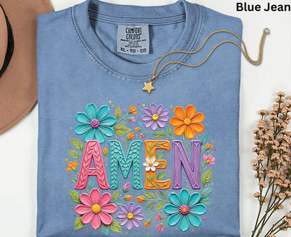 Amen T Shirt Christian Wildflower Tee Religious Floral Shirt Colorful Faith Gift For Her Adult Youth Toddler Baby Spiritual Church Outfit