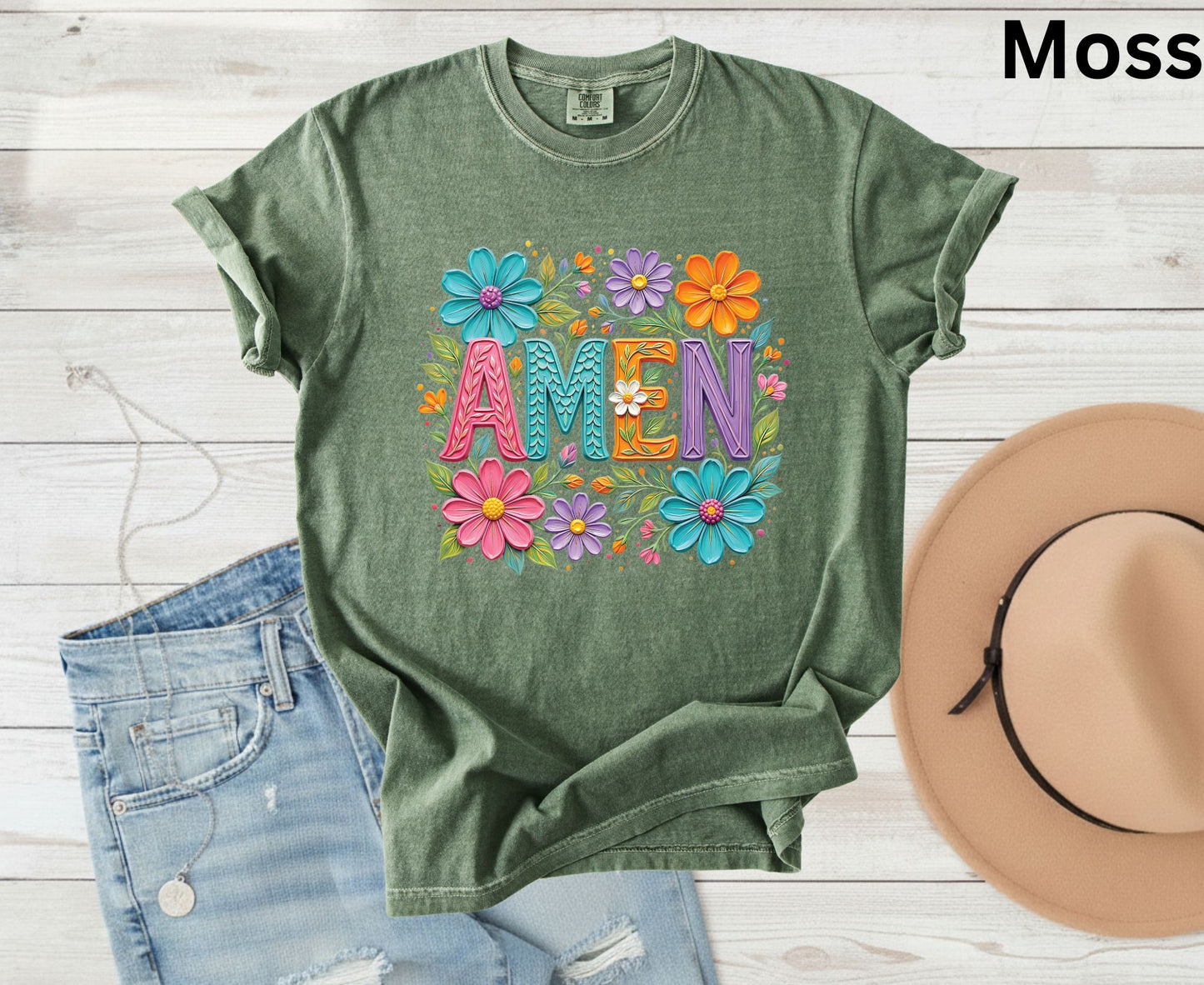 Amen T Shirt Christian Wildflower Tee Religious Floral Shirt Colorful Faith Gift For Her Adult Youth Toddler Baby Spiritual Church Outfit