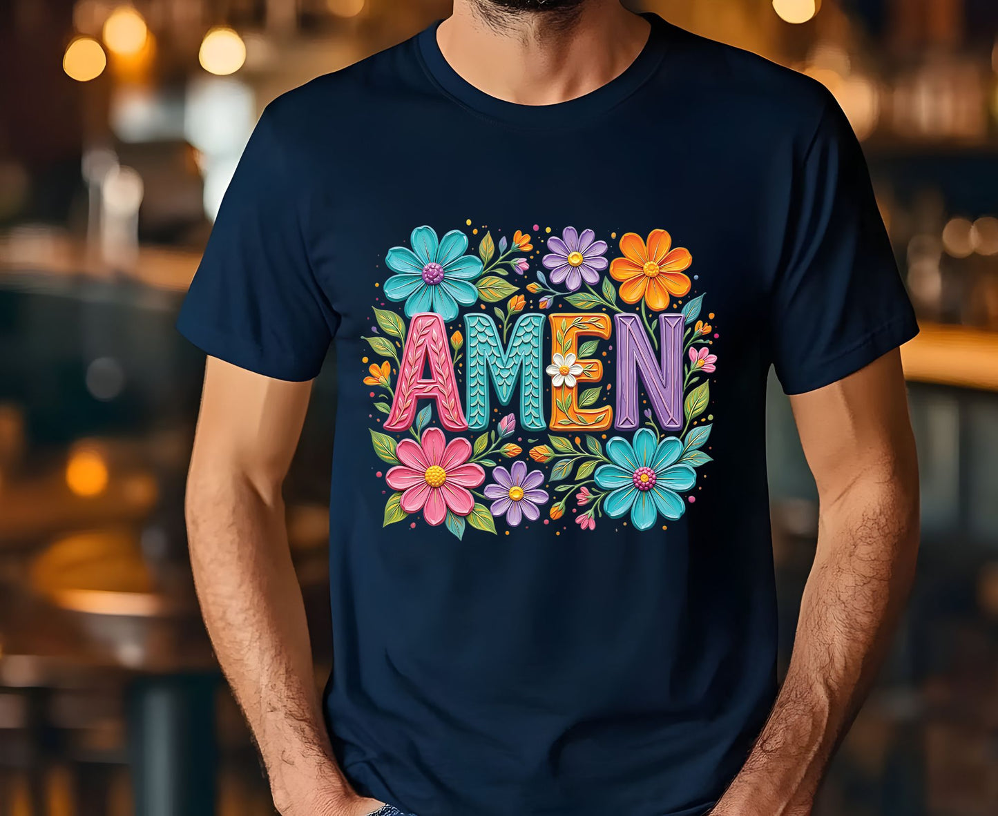 Amen T Shirt Christian Wildflower Tee Religious Floral Shirt Colorful Faith Gift For Her Adult Youth Toddler Baby Spiritual Church Outfit