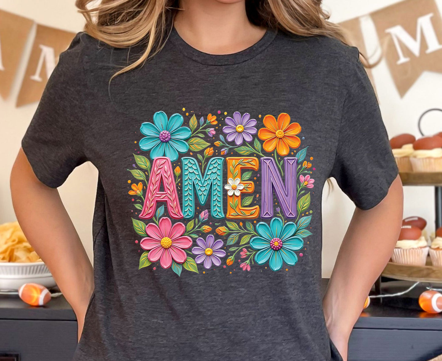 Amen T Shirt Christian Wildflower Tee Religious Floral Shirt Colorful Faith Gift For Her Adult Youth Toddler Baby Spiritual Church Outfit