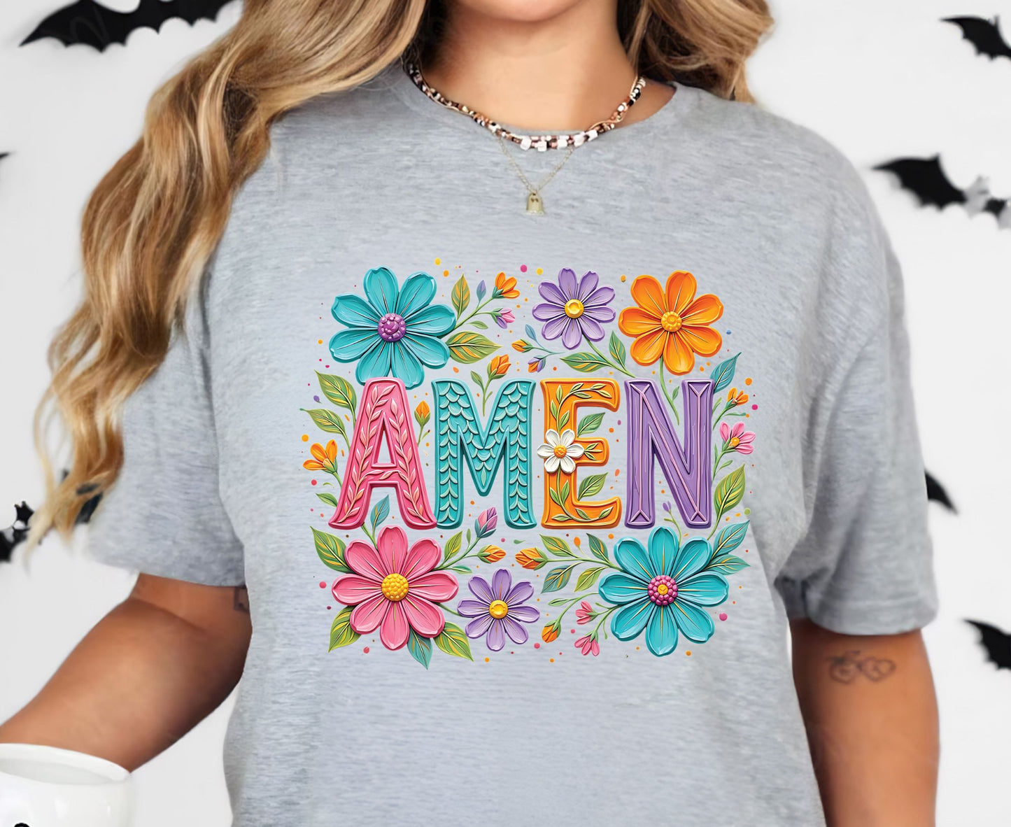 Amen T Shirt Christian Wildflower Tee Religious Floral Shirt Colorful Faith Gift For Her Adult Youth Toddler Baby Spiritual Church Outfit