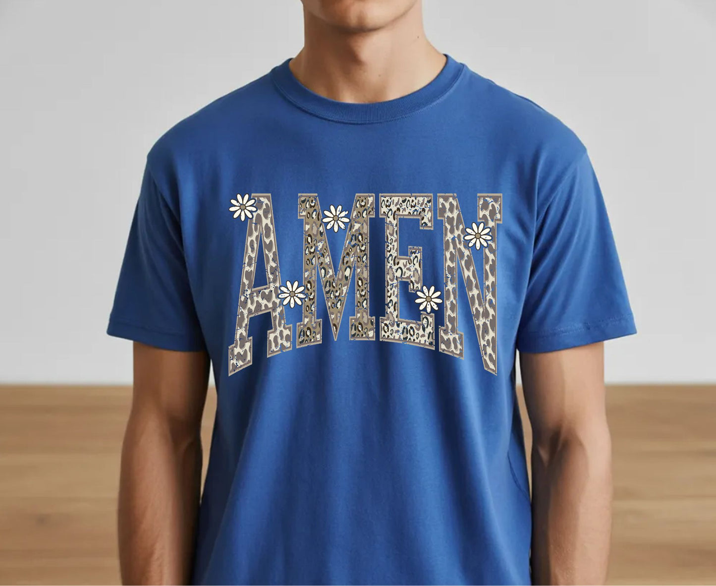 Amen T Shirt Leopard Print Christian Tee Daisy Floral Faith Shirt Adult Youth Toddler Baby Religious Gift Cheetah Print Aesthetic Women Tee