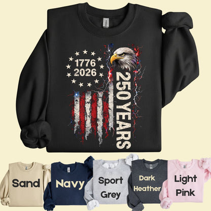 America 250 Years Comfort Colors T Shirts 1776 2026 Tee Semiquincentennial Patriotic Eagle Distressed American Flag Fourth of July Gifts