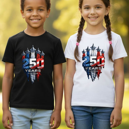 America 250 Years Comfort Colors T Shirts Jet Fighter Patriotic Tee Semiquincentennial 1776 2026 Shirt 4th of July Fourth of July Gifts