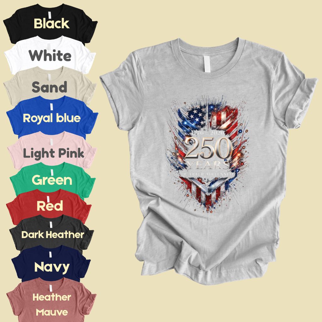 America 250 Years Comfort Colors T Shirts Quarter Millennial Tee Semiquincentennial 1776 2026 Shirt Distressed American Flag Gifts