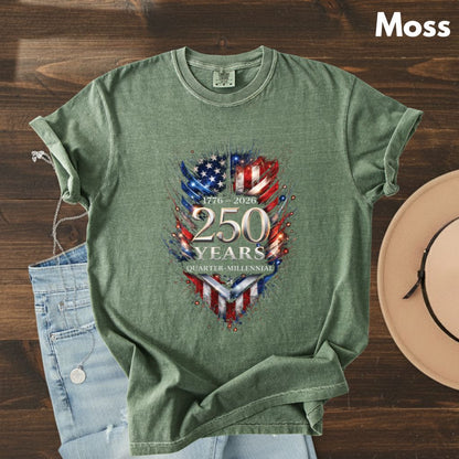 America 250 Years Comfort Colors T Shirts Quarter Millennial Tee Semiquincentennial 1776 2026 Shirt Distressed American Flag Gifts