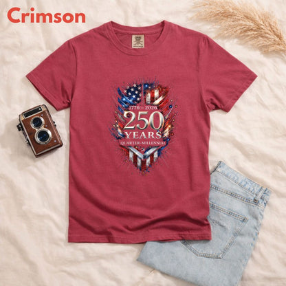 America 250 Years Comfort Colors T Shirts Quarter Millennial Tee Semiquincentennial 1776 2026 Shirt Distressed American Flag Gifts