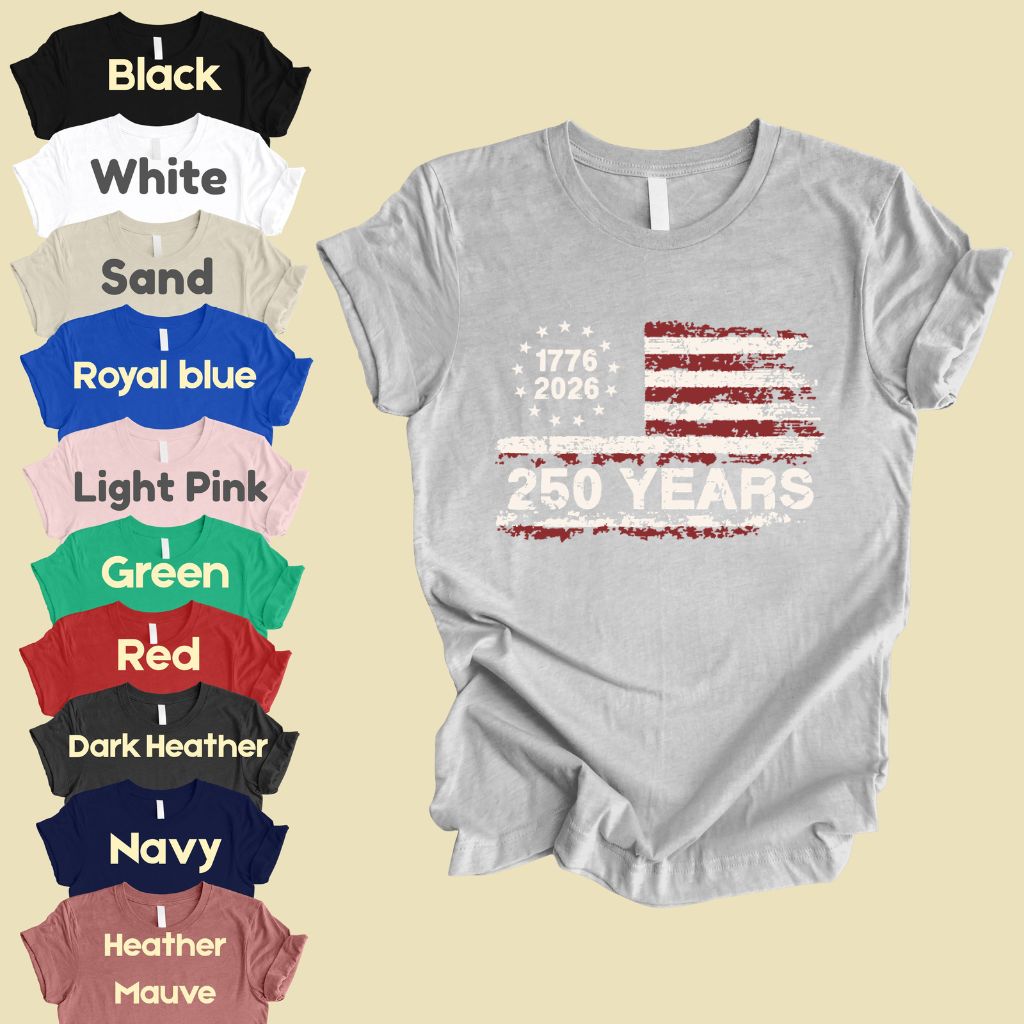 America 250 Years DTF Transfer Ready to Press 1776 2026 Semiquincentennial Comfort Colors T Shirt Patriotic Heat Stickers United States