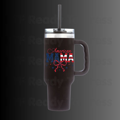 American Mama DTF Transfer Ready to Press Retro Patriotic American Flag Bow Heat Transfer For Shirts Independence Day 4th of July UV Sticker Prints