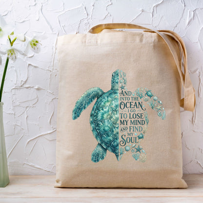 And Into The Ocean I Go To Lose My Mind And Find My Soul DTF Transfer Ready to Press Sea Turtle UV DTF Sticker Ocean Life Heat Transfer for Shirts