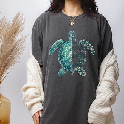 And Into The Ocean I Go To Lose My Mind And Find My Soul DTF Transfer Ready to Press Sea Turtle UV DTF Sticker Ocean Life Heat Transfer for Shirts