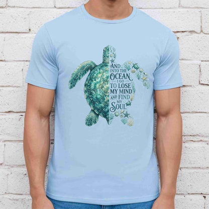 And Into The Ocean I Go To Lose My Mind And Find My Soul DTF Transfer Ready to Press Sea Turtle UV DTF Sticker Ocean Life Heat Transfer for Shirts