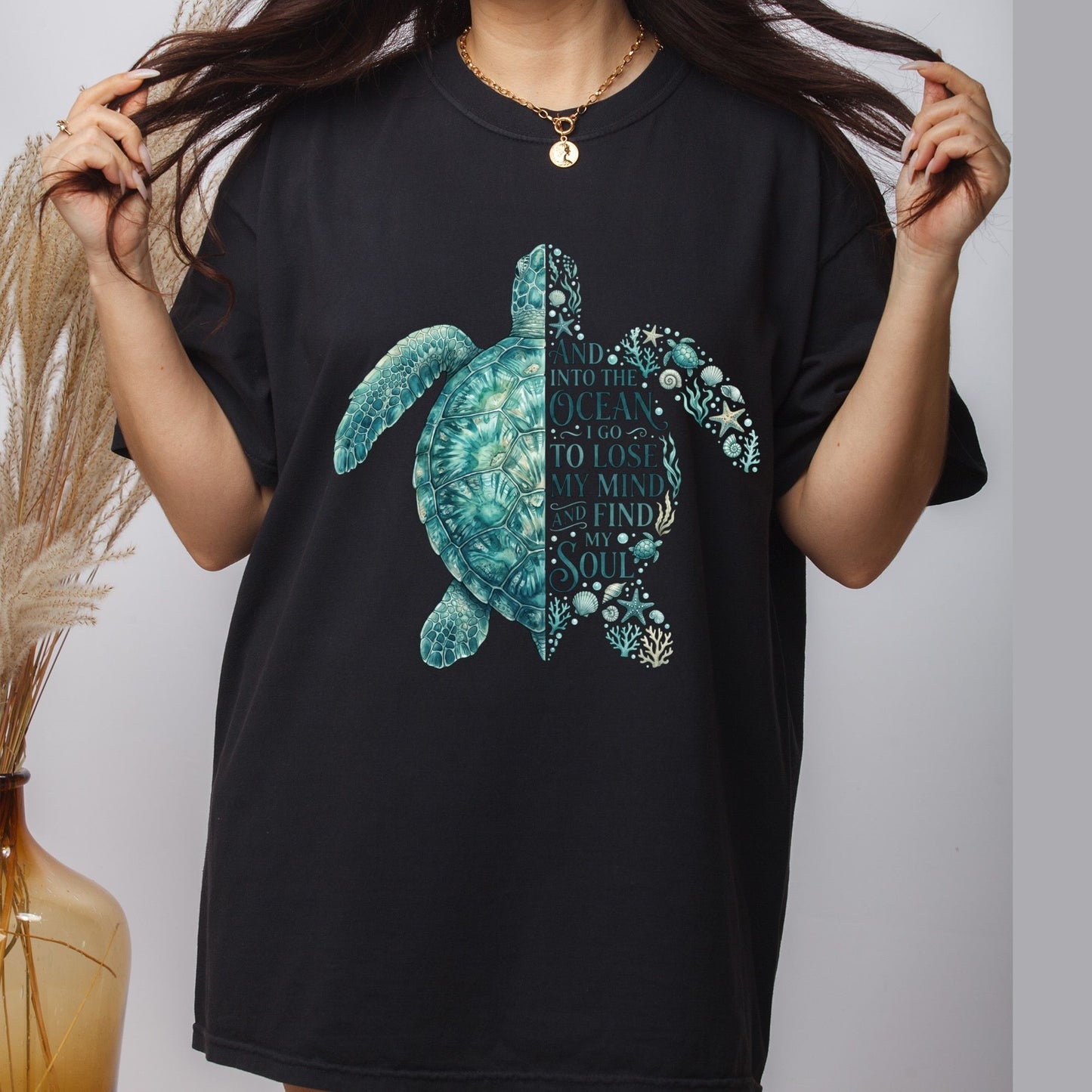 And Into The Ocean I Go To Lose My Mind And Find My Soul DTF Transfer Ready to Press Sea Turtle UV DTF Sticker Ocean Life Heat Transfer for Shirts