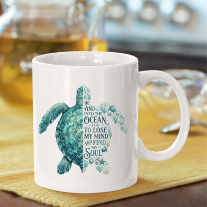 And Into The Ocean I Go To Lose My Mind And Find My Soul DTF Transfer Ready to Press Sea Turtle UV DTF Sticker Ocean Life Heat Transfer for Shirts