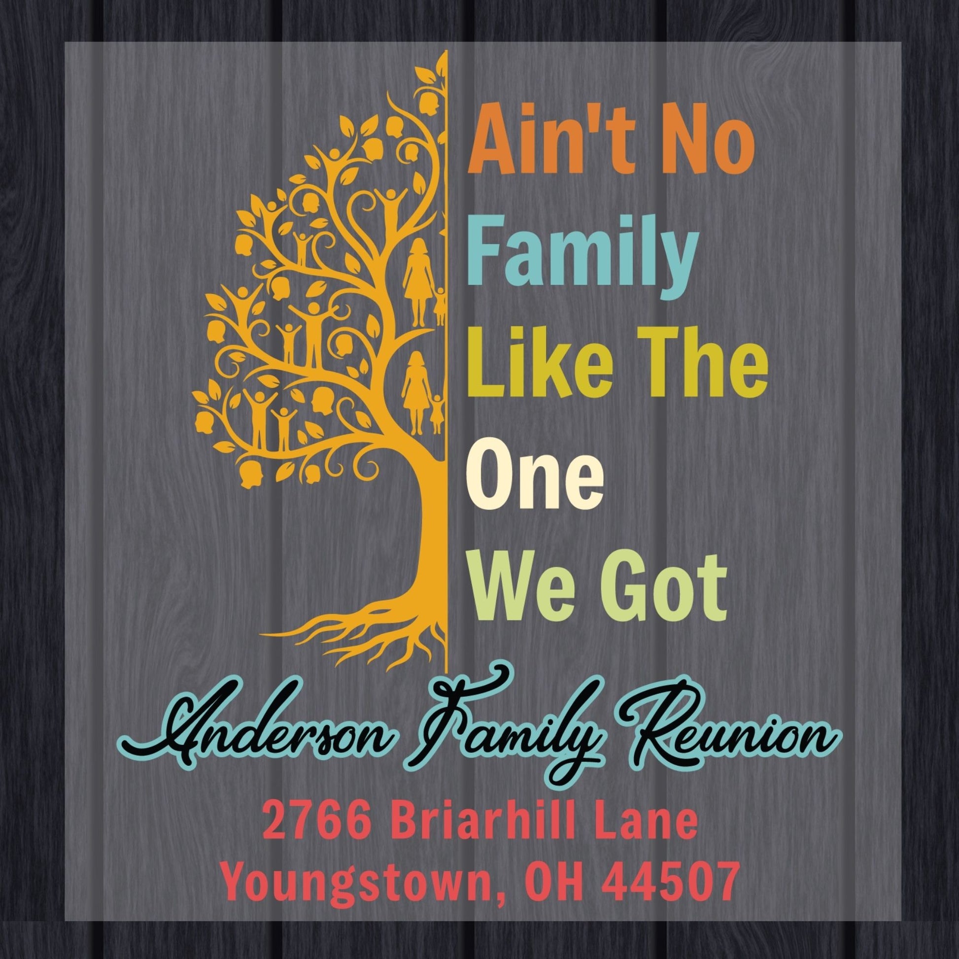 Anderson Family Reunion Retro Tree DTF Transfer Ready to Press Ain't No Family Like The One We Got UV DTF Sticker Custom Address Location Heat Transfer for Shirts